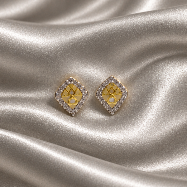Golden Rhombus CZ Frame Studs