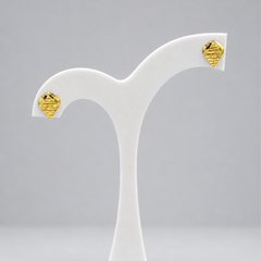 Golden Diamond-Cut Cone Studs