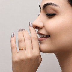Golden Ruby & CZ Line Band Ring