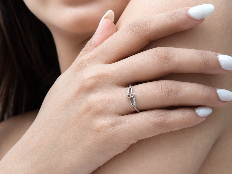 Silver Pave Infinity Bow Ring