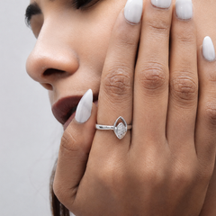 Silver Marquise Pave Cluster Ring