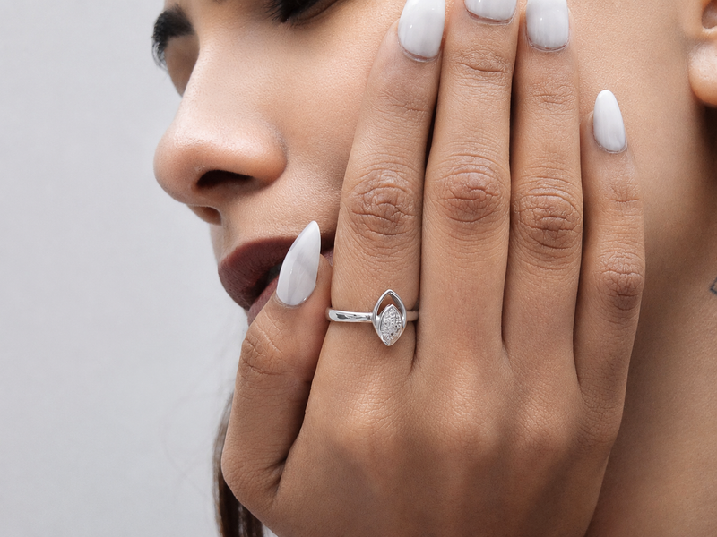 Silver Marquise Pave Cluster Ring