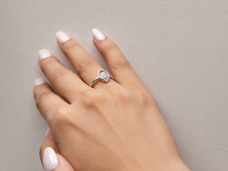 Silver Marquise Pave Cluster Ring