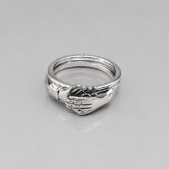 Silver Triple Interlocking Band Ring Set