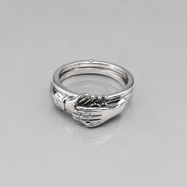 Silver Triple Interlocking Band Ring Set
