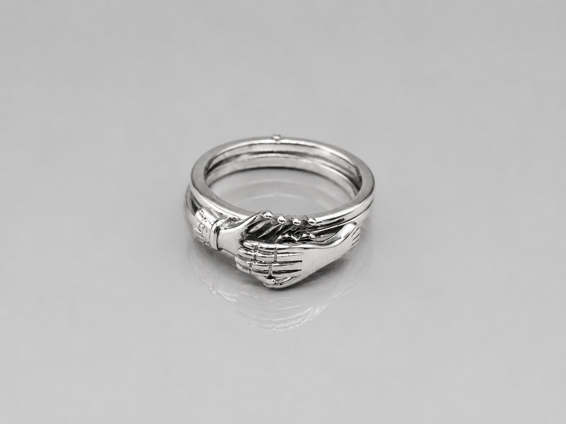 Silver Triple Interlocking Band Ring Set