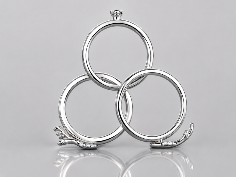Silver Triple Interlocking Band Ring Set
