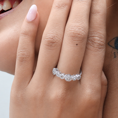 Silver Graduated CZ Cluster Band Ring