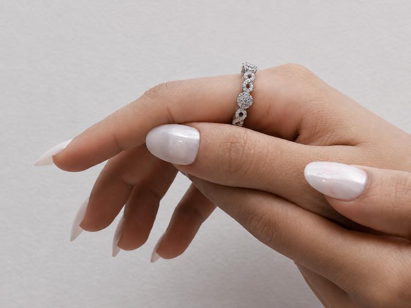 Silver Graduated CZ Cluster Band Ring