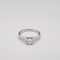 Silver Round Solitaire Split-Shank Ring