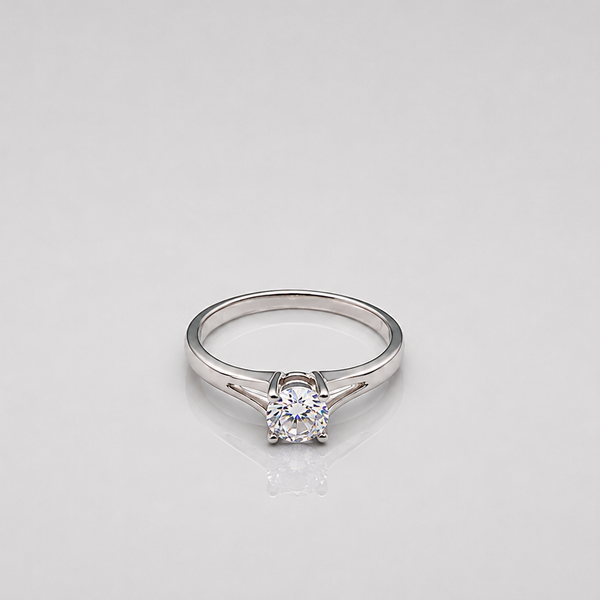 Silver Round Solitaire Split-Shank Ring