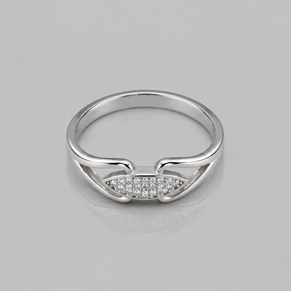 Silver Pave Marquise Bar Ring