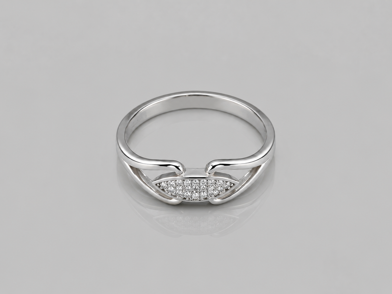 Silver Pave Marquise Bar Ring