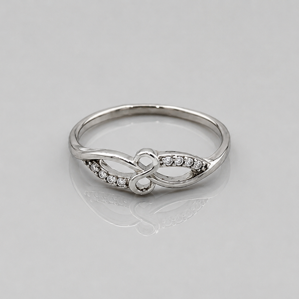 Silver Pave Infinity Bow Ring