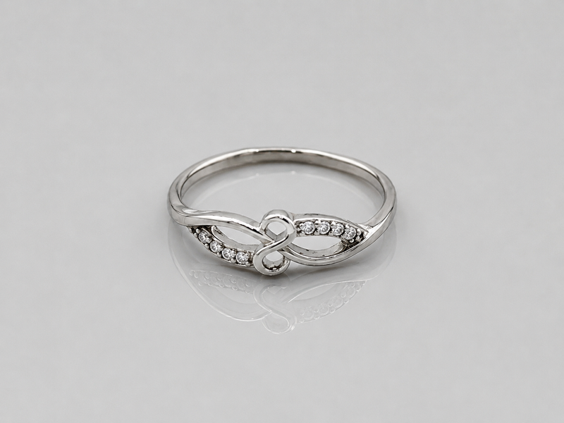 Silver Pave Infinity Bow Ring