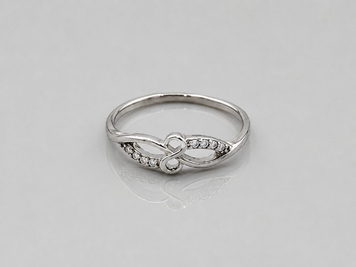 Silver Pave Infinity Bow Ring