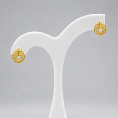 Golden Textured Circle Drop Earrings