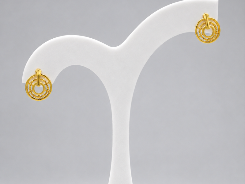 Golden Textured Circle Drop Earrings