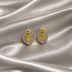 Two-Tone Golden Teardrop CZ Studs