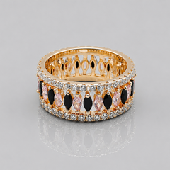 Golden Wide Marquise Eternity Band Ring
