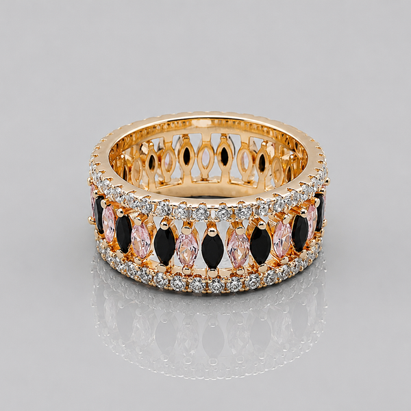 Golden Wide Marquise Eternity Band Ring