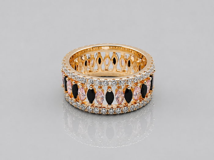 Golden Wide Marquise Eternity Band Ring
