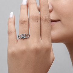 Silver Interlocking Heart & Infinity Ring