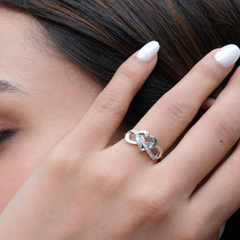 Silver Interlocking Heart & Infinity Ring