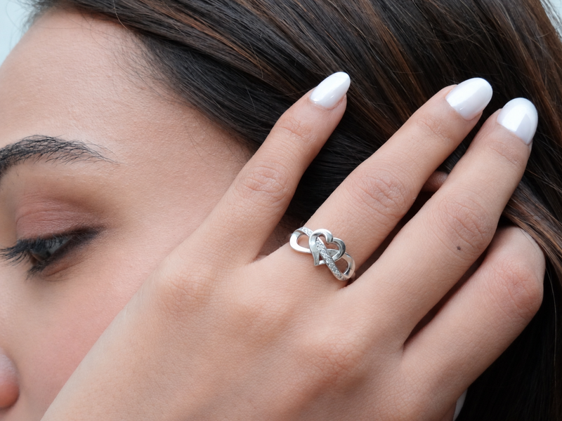 Silver Interlocking Heart & Infinity Ring