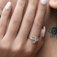 Silver Open Heart Pave Swirl Ring