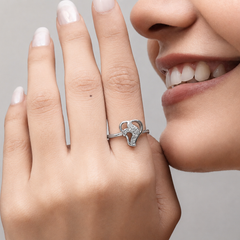 Silver Open Heart Pave Swirl Ring