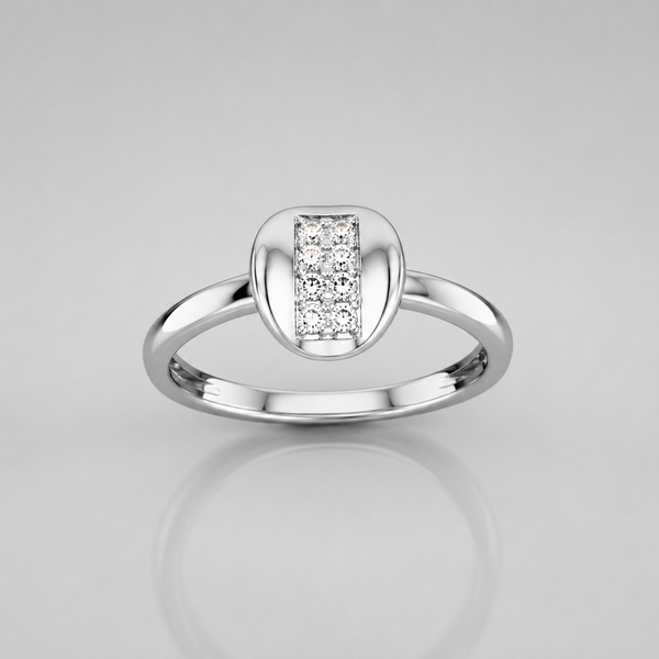 Silver Cushion Pave Panel Ring