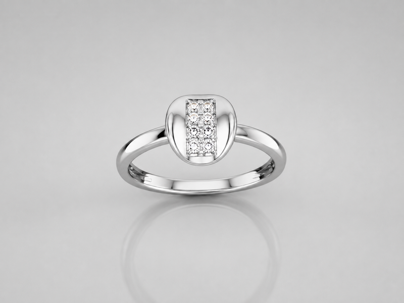Silver Cushion Pave Panel Ring