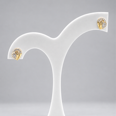 Two-Tone Golden Crescent CZ Studs