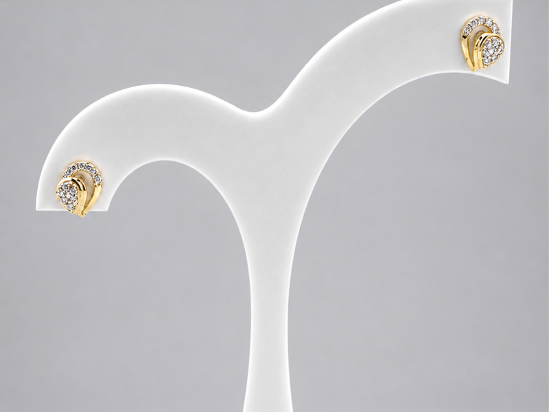 Two-Tone Golden Crescent CZ Studs