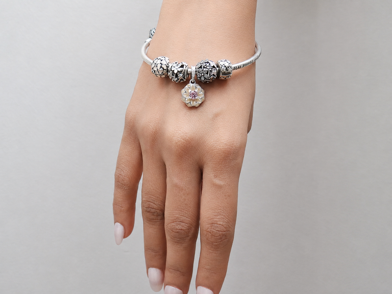 Silver Charm Bead Bracelet