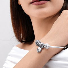 Silver Charm Bead Bracelet