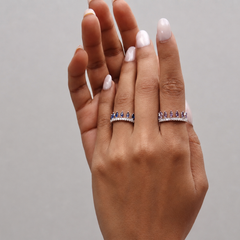 Silver Blue Marquise Eternity Band Ring