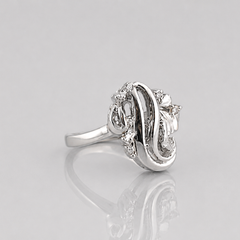 Silver Swirl Scroll Openwork Cocktail Ring