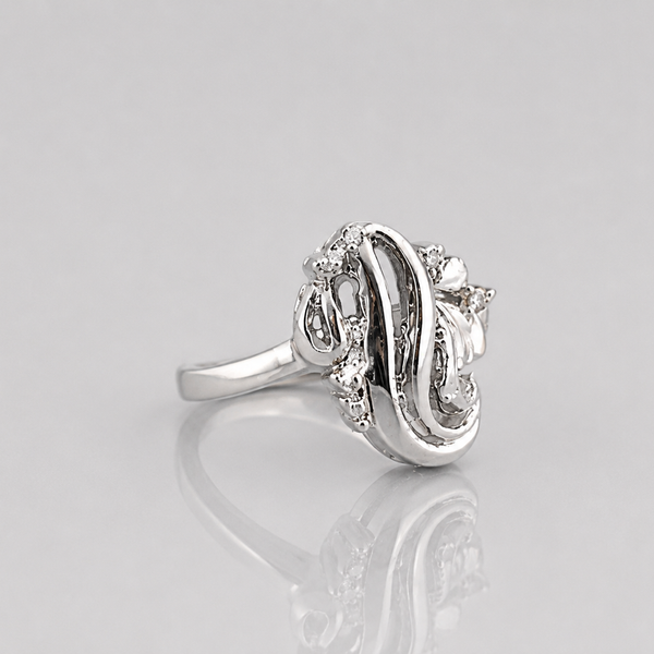 Silver Swirl Scroll Openwork Cocktail Ring