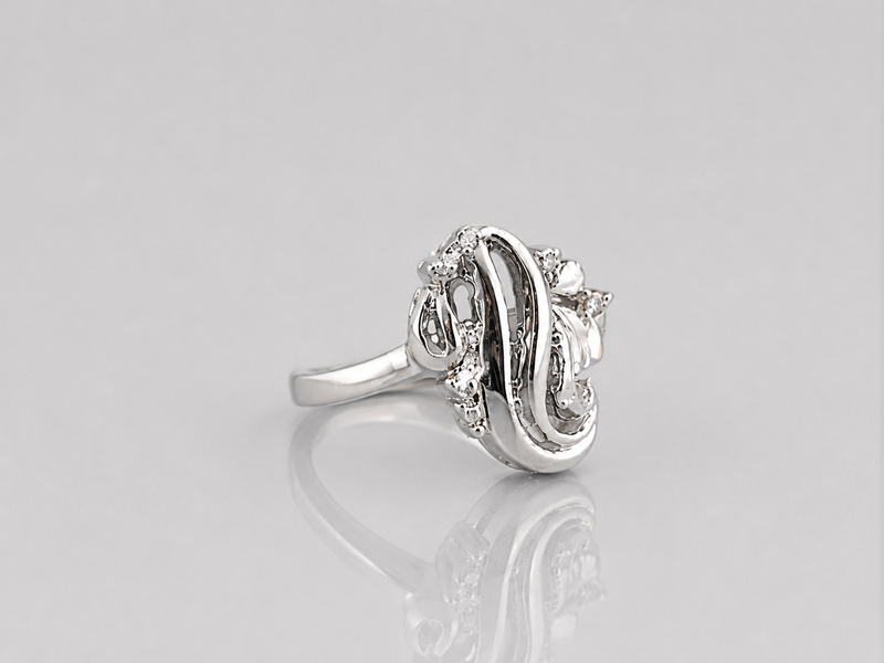 Silver Swirl Scroll Openwork Cocktail Ring
