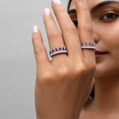 Silver Blue Marquise Eternity Band Ring