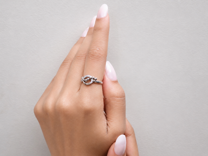 Silver Pave Infinity Knot Ring
