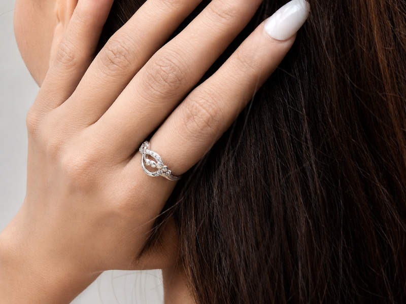 Silver Pave Infinity Knot Ring