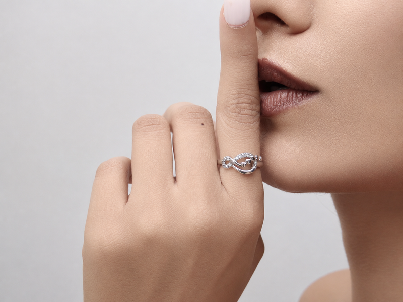 Silver Pave Infinity Knot Ring