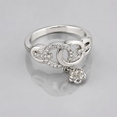 Silver Interlocked Circles Charm Ring