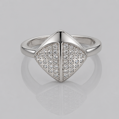 Silver Pave Pyramid Dome Ring