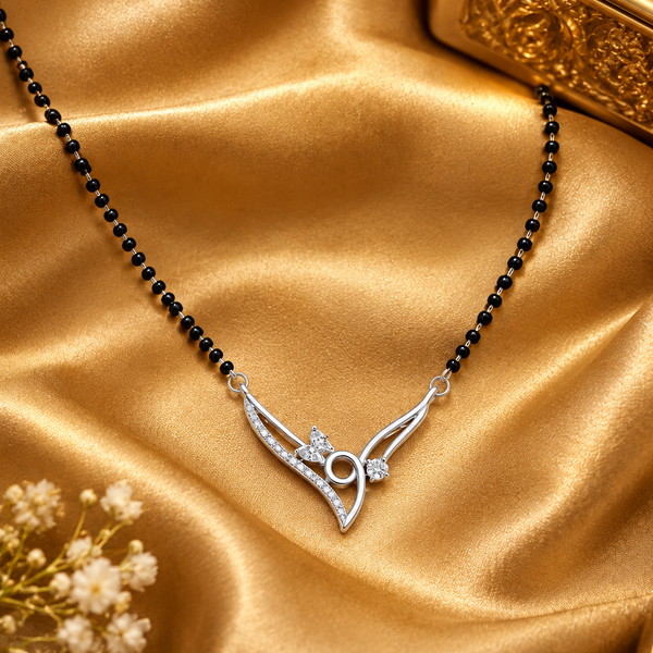 Silver CZ V-Loop Mangalsutra