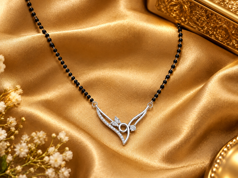 Silver CZ V-Loop Mangalsutra