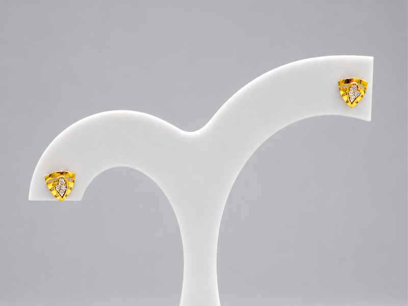 Golden Fan CZ Studs